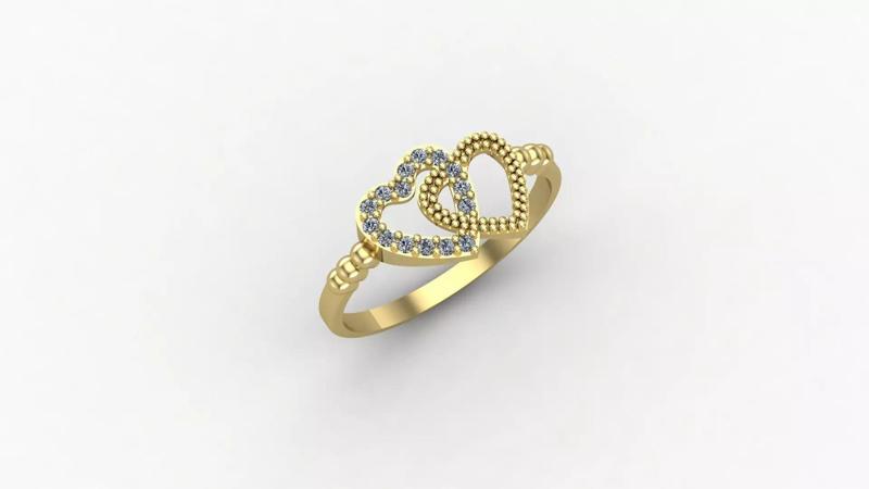 women ring with heart 3d print model