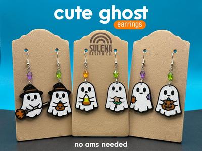 Cute Ghost Halloween Earrings | No AMS Needed