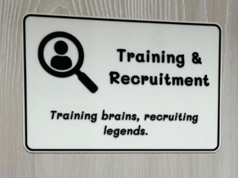 Training and Recruitment department door sign