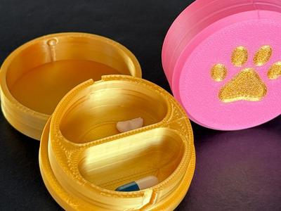 Cute Paw Print Pill Box for Dogs (2 Compartments)