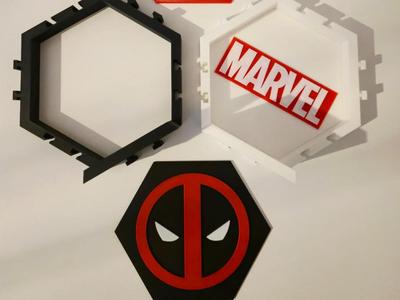 Funko Pop shelf with interchangeable backgrounds