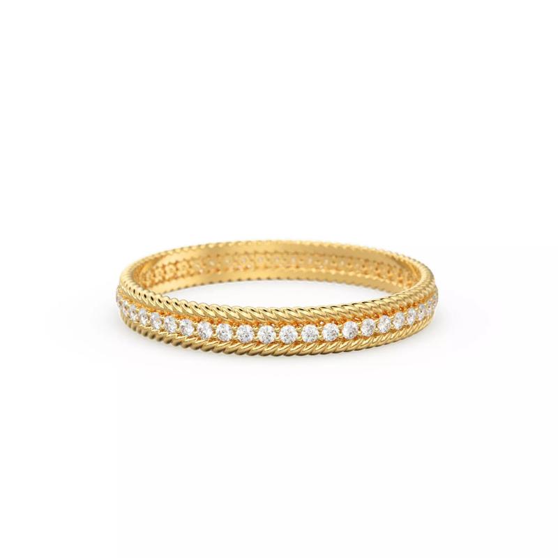 Twisted Rope Gold Diamond Wedding Band Eternity Prong Ring