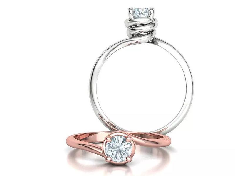 Twisted Solitaire Engagement Ring 3dprint model Half Carat