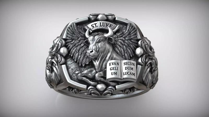 Taurus Of Saint Luke Apostle Evangelist Wings Signet