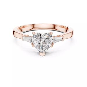 Three Stone Heart and Taper Baguette Wedding Ring 3DM STL Video