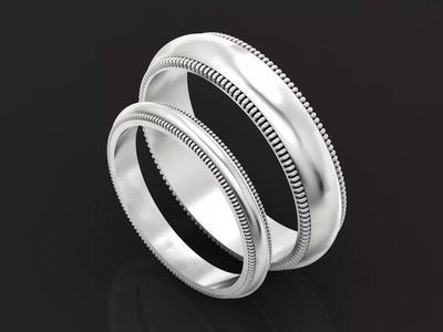 Tiffany Milgrain couples Wedding ring 1274