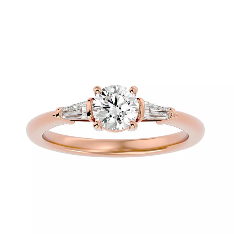Tri Diamond solitaire wedding engagement ring with 360 view