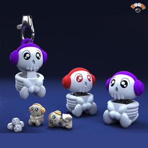 Cute Skeleton🩻| Halloween Fidget Clicker | Print-in-Place Toy + Keychain | Multicolor 3MF STL Files