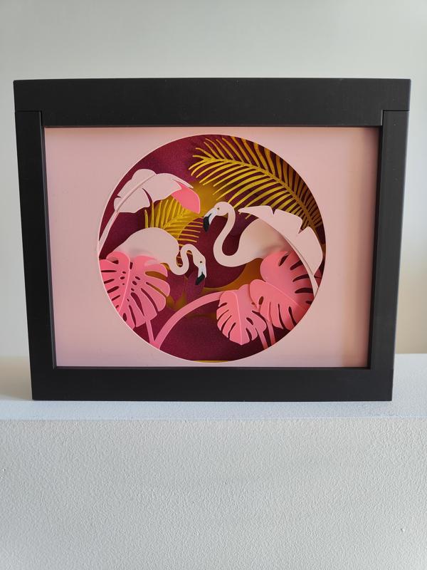 Flamingo Paradise Shadow Box