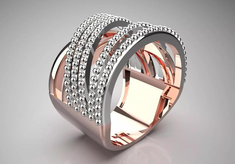 Wide two-tone ring modern design model gr0083