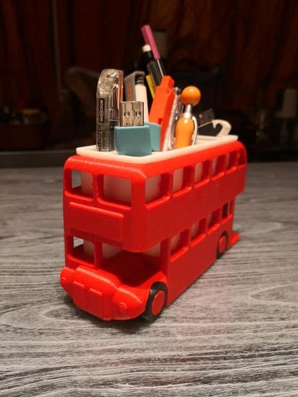 London Bus Doubledeck Routemaster desk organizer (Boite à crayon bus anglais)