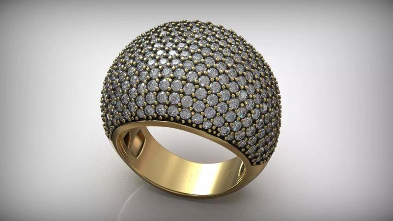 Wide Cocktail Pave Diamond Right Hand Ring
