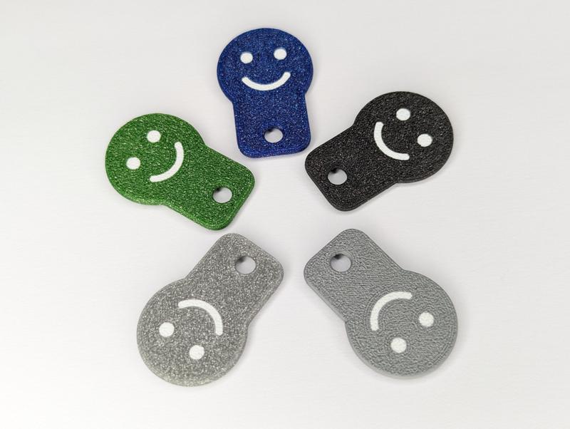 Mini shopping chip shopping cart release key fob smiley shopping cart