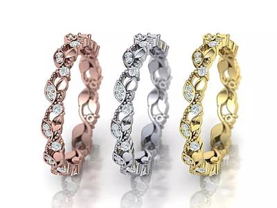 Weaving Leaves Diamonds Eternity Band