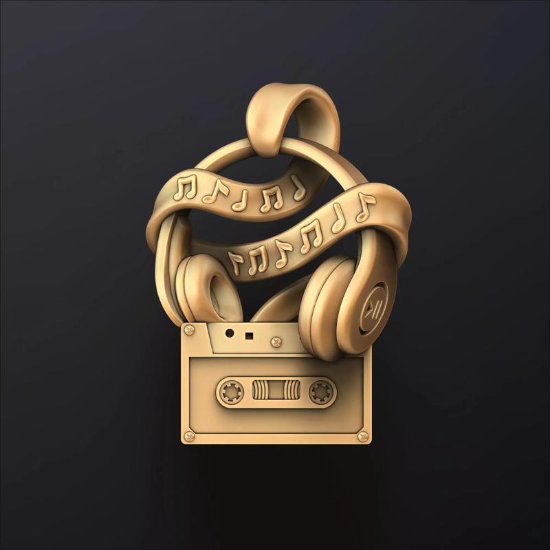 Cassette Tape And Headphones Pendant