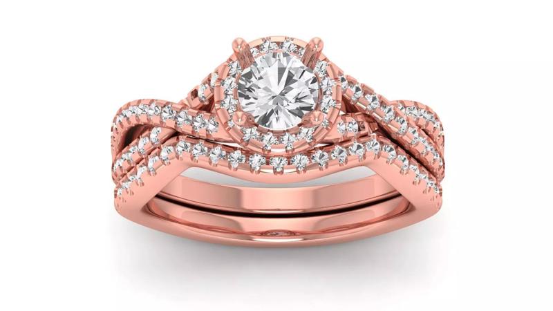 Solitaire Wedding Engagement Women Twisted Ring Bridal Set