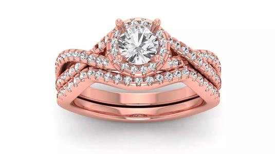 Solitaire Wedding Engagement Women Twisted Ring Bridal Set