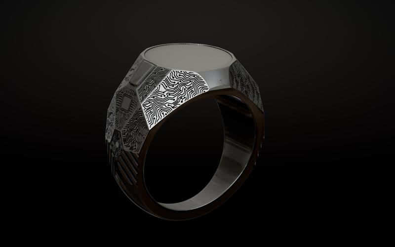 Techno signet ring V2