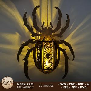 Halloween Spider Lamp Laser Cut Template