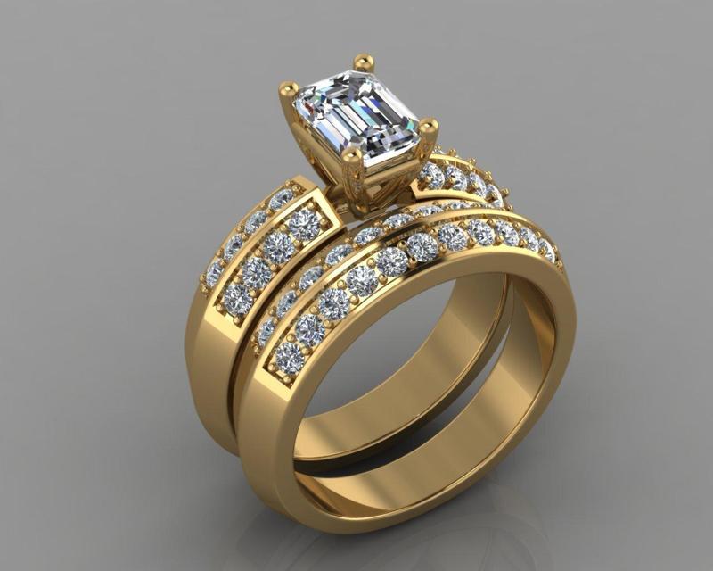 Bridal Set Woman Engagement Ring Round