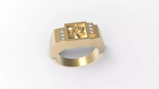 Star of David Signet  Ring for Man
