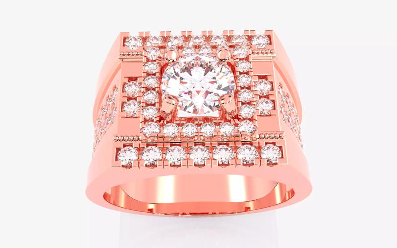 Mens Solitaire Ring 3dm stl renders details