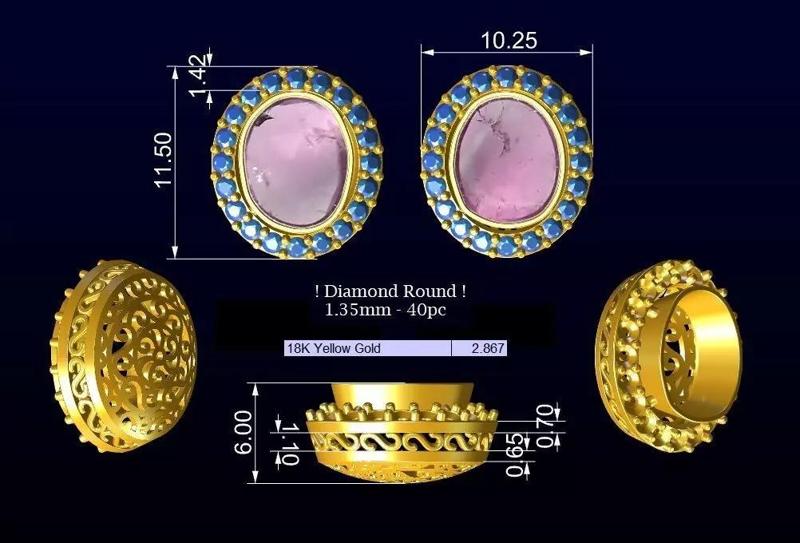 Polki Diamond Earring - Gold Cluster Tops No2