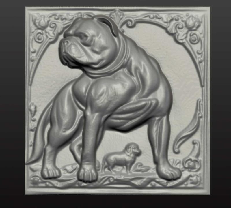 Bulldog Bas-Relief 3D STL Model – Wall Art, CNC, Laser Engraving, 3D Printing 2