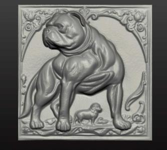 Bulldog Bas-Relief 3D STL Model – Wall Art, CNC, Laser Engraving, 3D Printing 2
