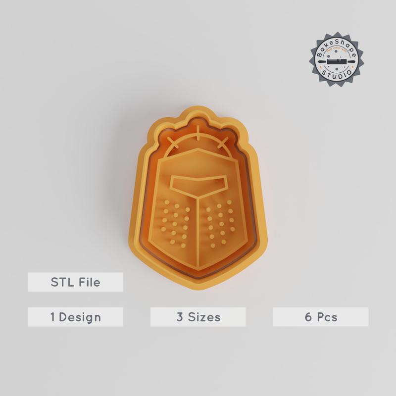 Helmet Cookie Cutter & Stamp Set, Ancient History Design, 6-Piece, S/M/L, Perfect for Cookies & Fondant