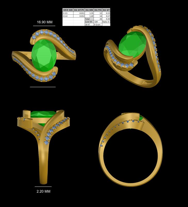 collor stone with diamond ring