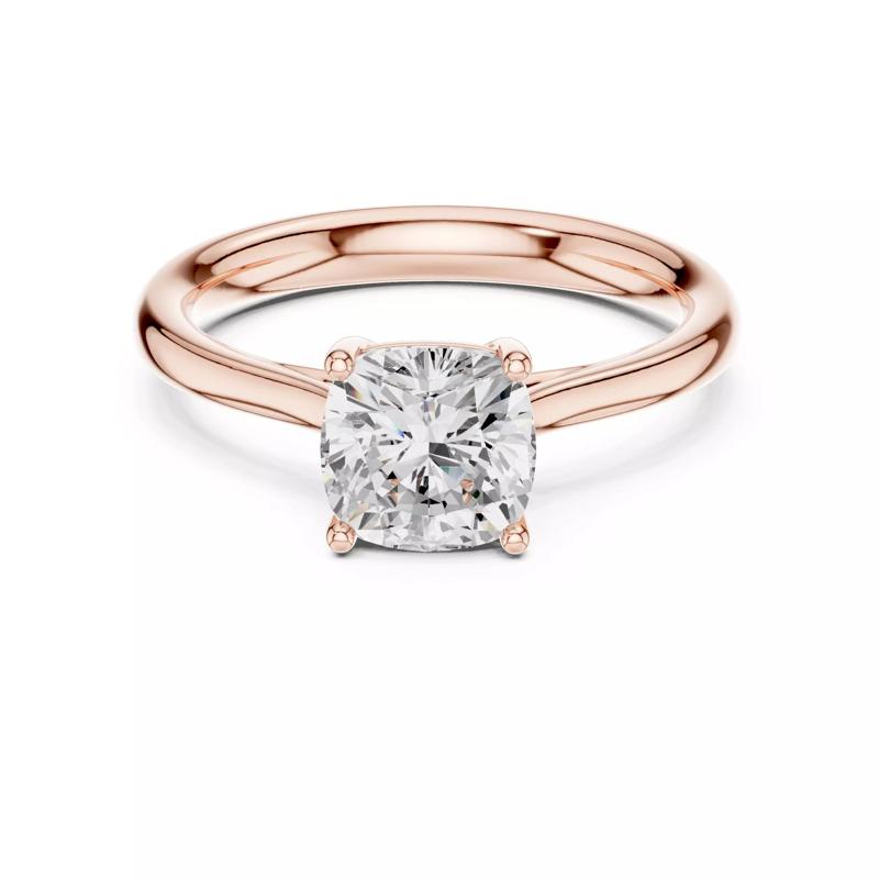 Solitaire 6mm Cushion Cut Diamond Cross Set Prong Wedding Ring