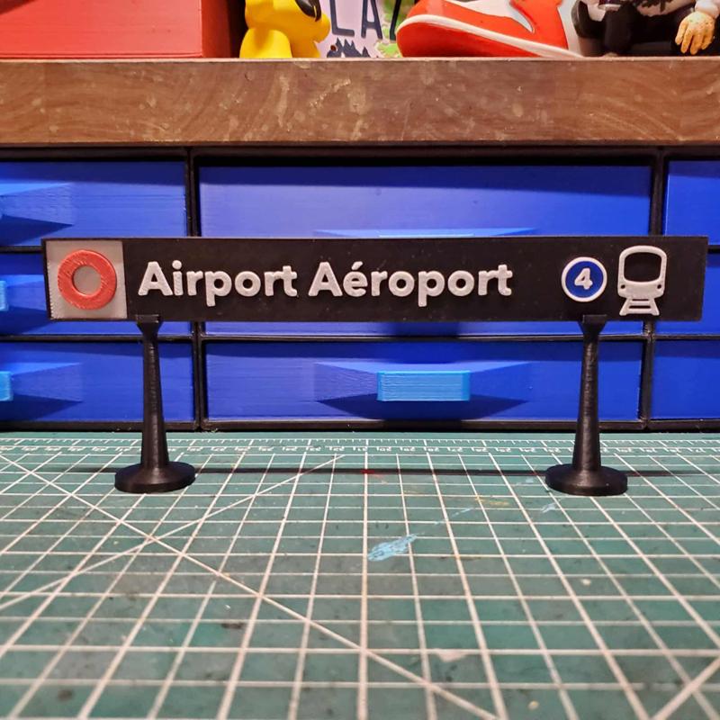 OCTranspo Transit - O Train light rail station signs, Ottawa Canada - Airport