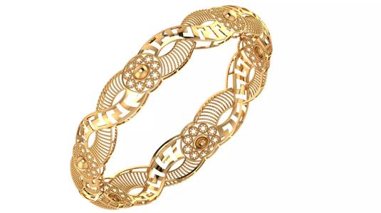 1293 16 Braided Gold Bangle 13gm