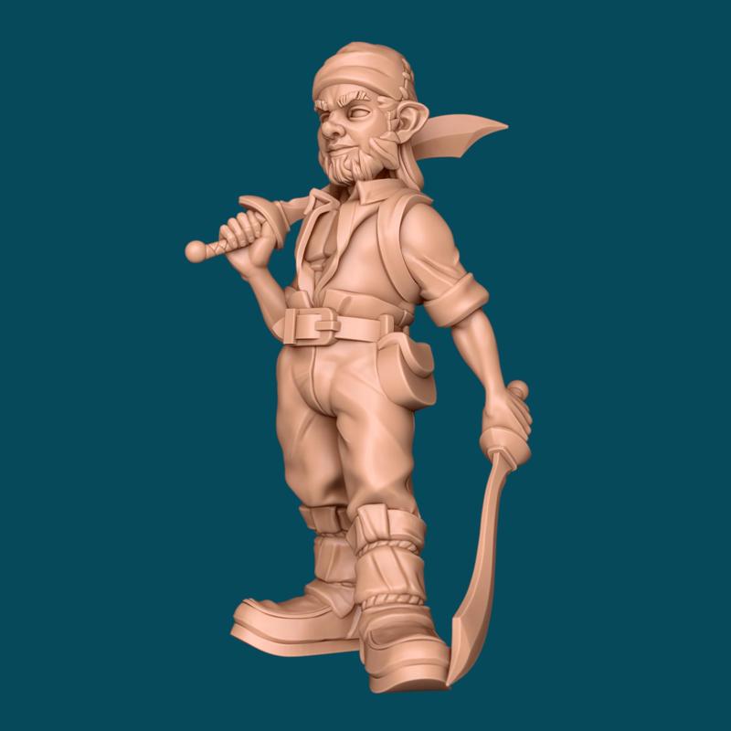 Dimble Baublegem, a barbarian garden gnome - dnd miniature [presupported