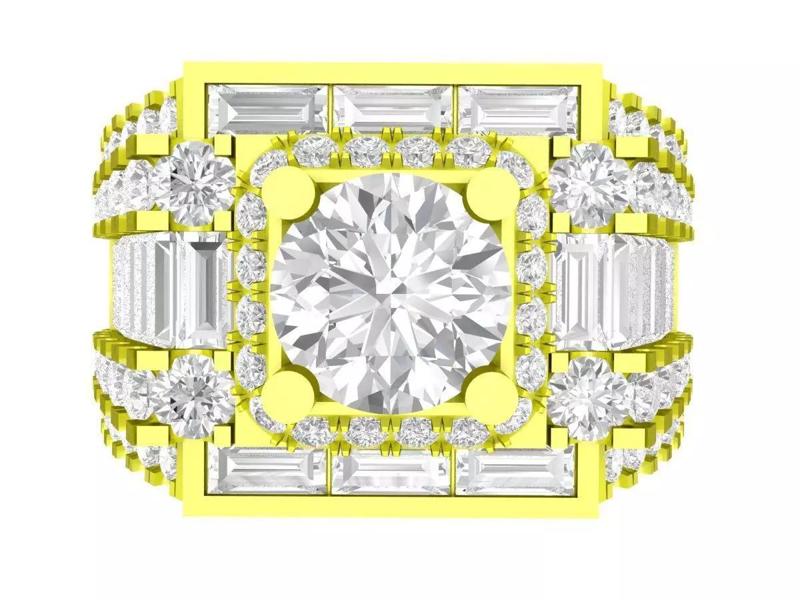 7082 korean style baguette diamond men ring
