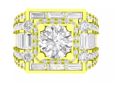 7082 korean style baguette diamond men ring
