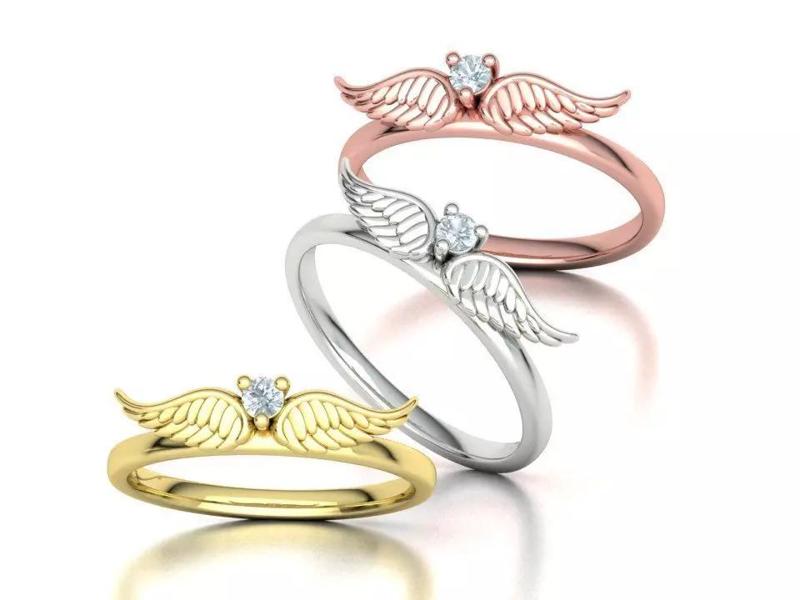 Angel Wings Delicate Ring Diamond Wings Ring 3dmodel
