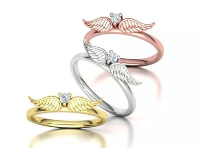 Angel Wings Delicate Ring Diamond Wings Ring 3dmodel
