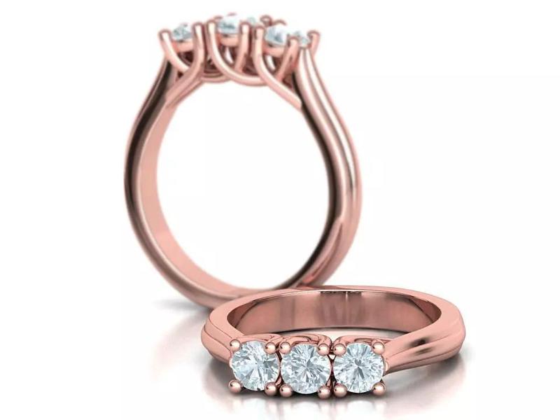 3 Stone Engagement ring 4mm Stones  printable 3d model N0655