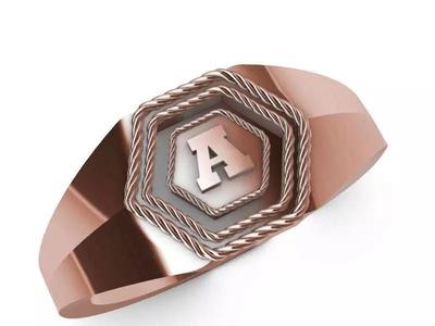 a alphabet hexagon signet ring stl verified
