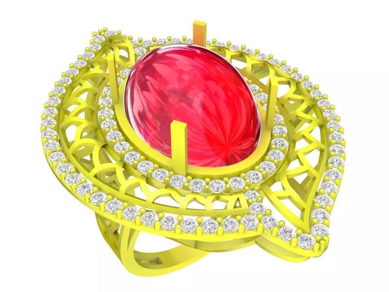 A5349 Oval Diamond with Small Heart Ring for Lady