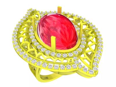 A5349 Oval Diamond with Small Heart Ring for Lady