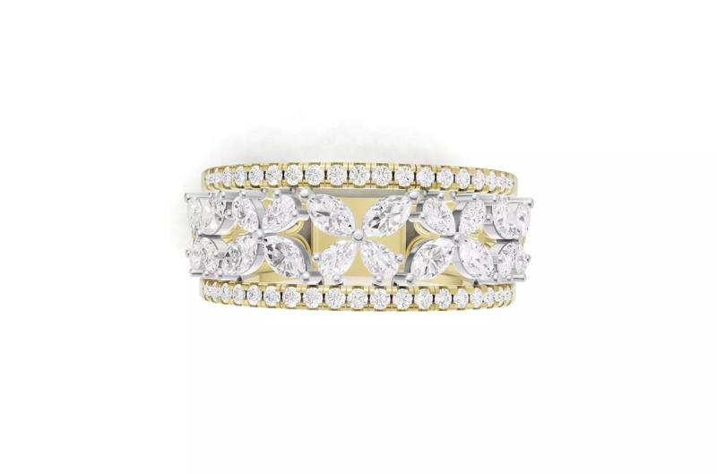 Engagement Band Butterfly Style Diamond With Marquise and Pear