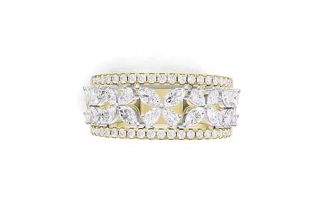 Engagement Band Butterfly Style Diamond With Marquise and Pear