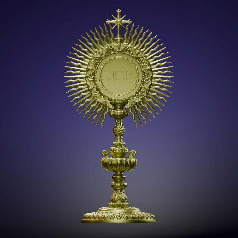 ☀️ Custodia / Ostensorio con Siglas J.H.S. – Modelo 3D de Arte Sacro | Custody, Monstrance