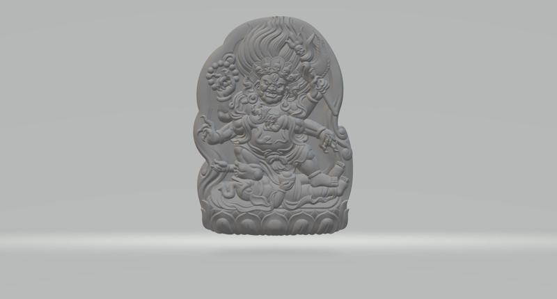 Six-arm Mahakala Yellow God of Wealth Pendant 3D print model