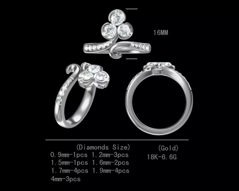 Fancy peacock design diamond engagement ring for women 3D model
