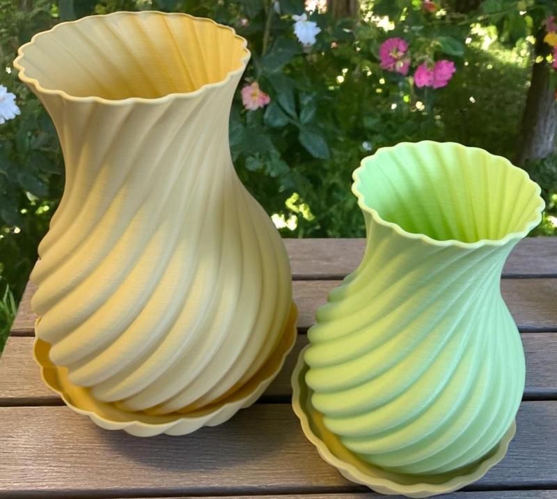 Ripple - 3D Printable Vase & Planter | Spiral Plant Pot STL with Base Tray | Modern Home Decor Vase Mode File