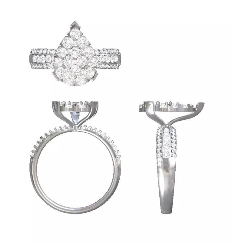 cluster diamond pearshape ring jewelry